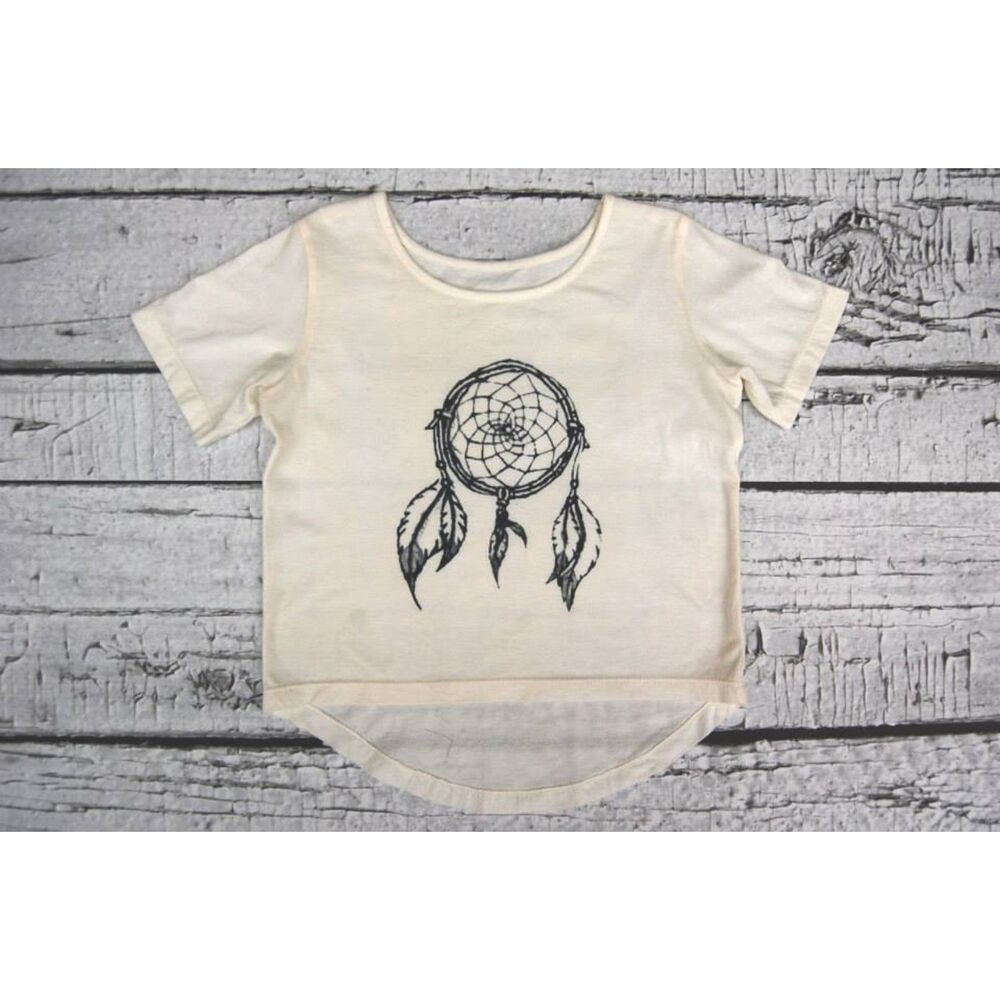 Jak & Peppar Girls Top 10 12 14 16 cream gray dream catcher cropped t-shirt boho - Picture 8 of 8